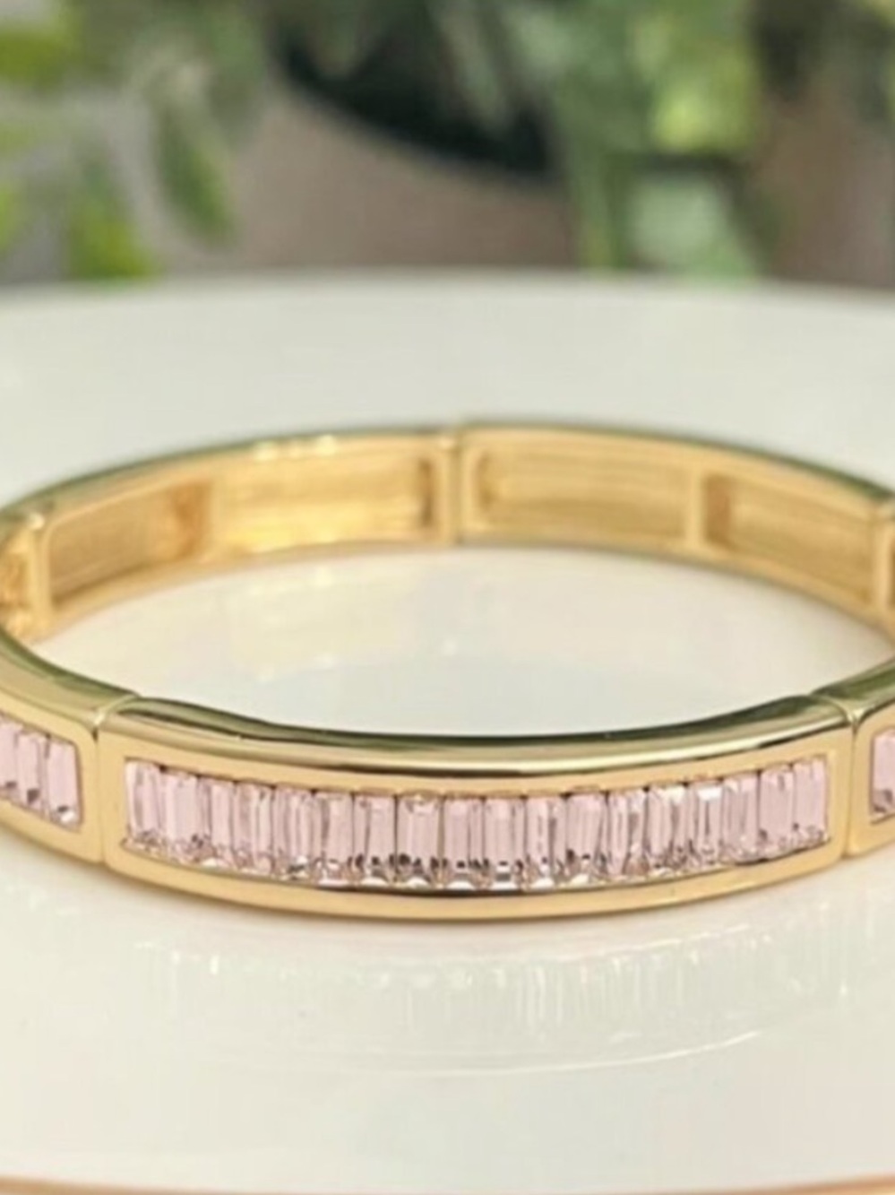 Park Lane Lush Bracelet with blush Pink baguette crystals NWT